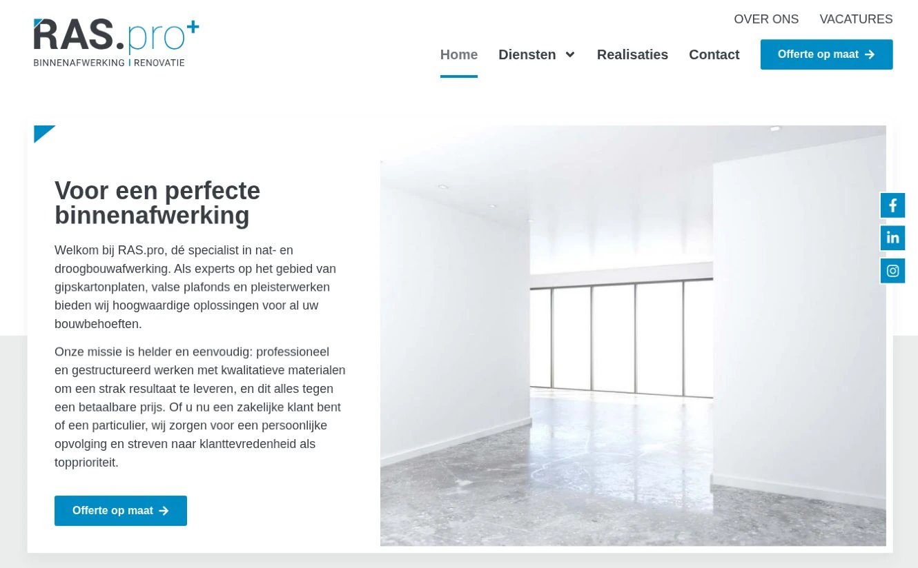 De homepage van RasPro